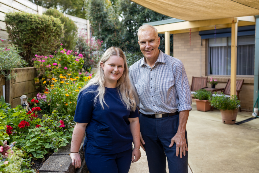 Pictured: CCG student Ashleigh Gringhuis (left) with Woorayl Lodge CEO, Barry Westhorpe (right).